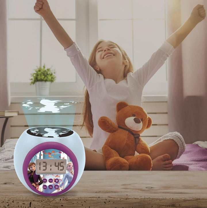 Lexibook - Disney Die Eiskönigin Projector-Wecker Anna ELSA mit Schlummerfunktion und Weckfunktion,