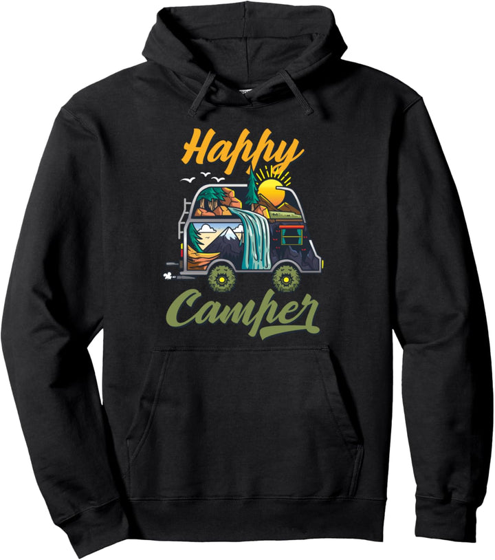 Happy Camper Camping Lagerfeuer Natur Zelt Geschenk Pullover Hoodie