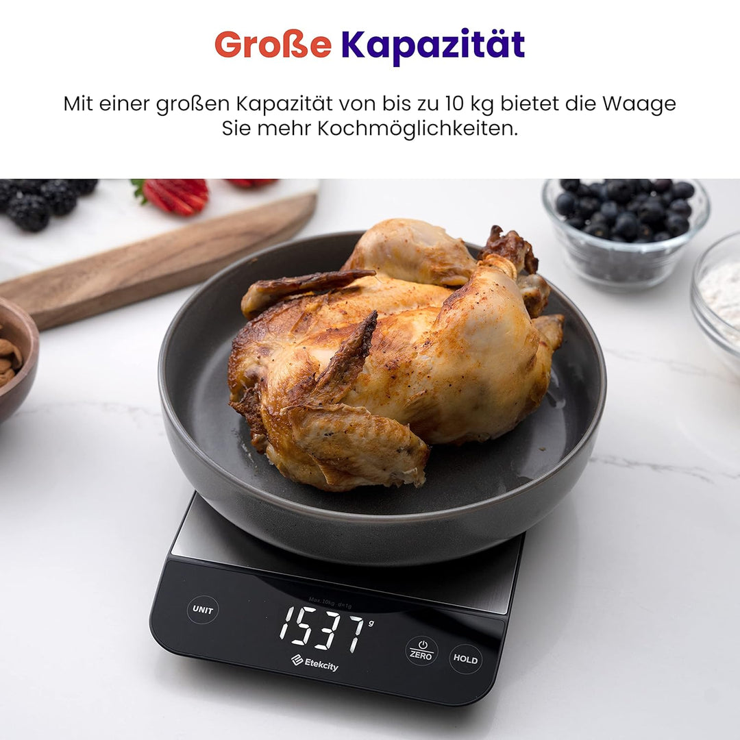 Etekcity Küchenwaage, Küchenwaage Digital 1g genau, 10kg Kitchen Scale mit LED-Display, Tare-Funktio