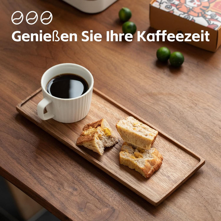 Kleines Tablett Holz Serviertablett, Rechteckig Akazien Holz Mini Tablett Servierteller für Küchen-S