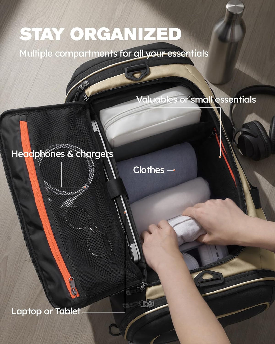 Tolaccea Sporttasche 56–70L für Herren & Damen – Erweiterbare Reisetasche mit Schuhfach & Nassfach,