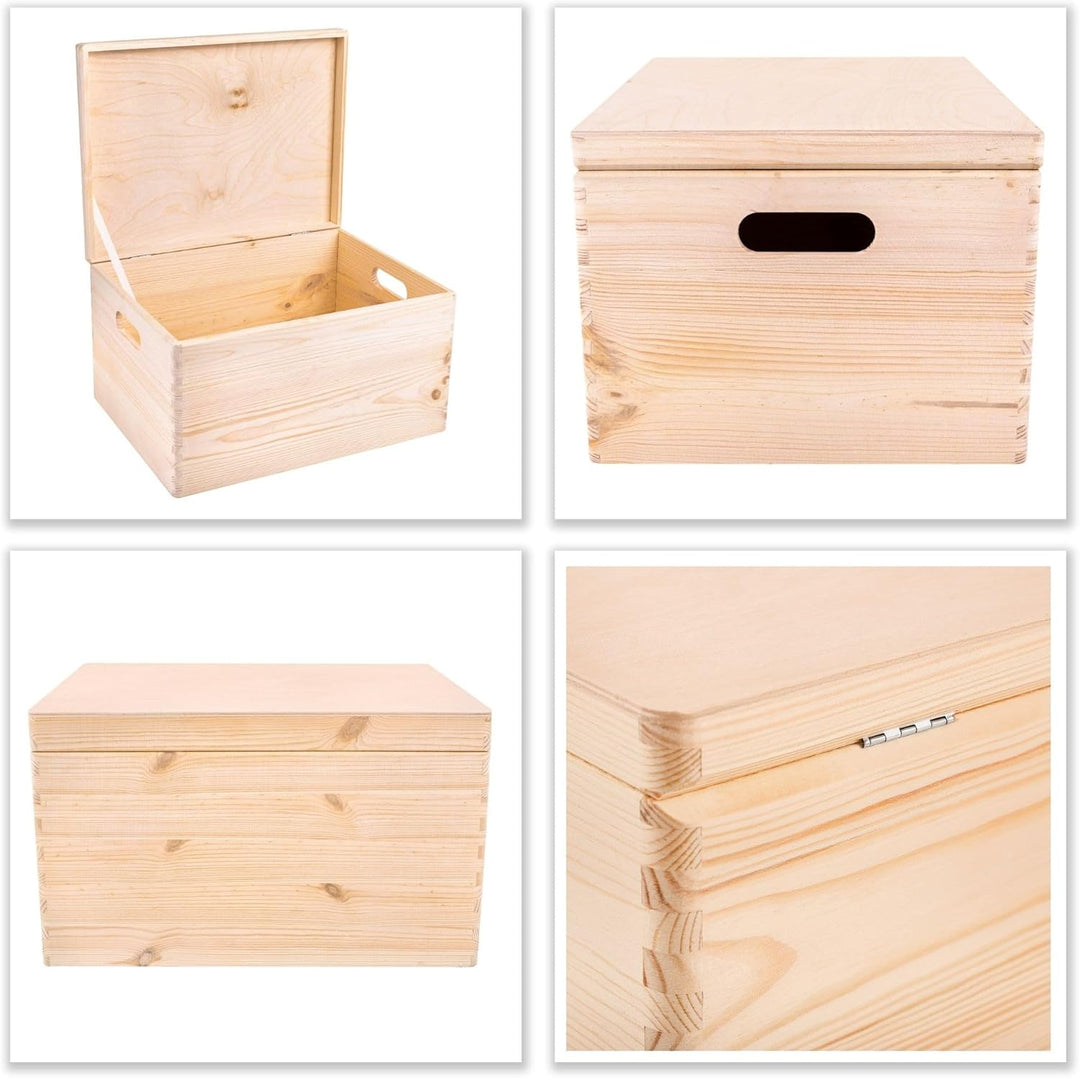 Creative Deco XXL Grosse Holzkiste mit Deckel | 40x30x24 cm (+/-1cm) | Ostern Holztruhe Erinnerungsb