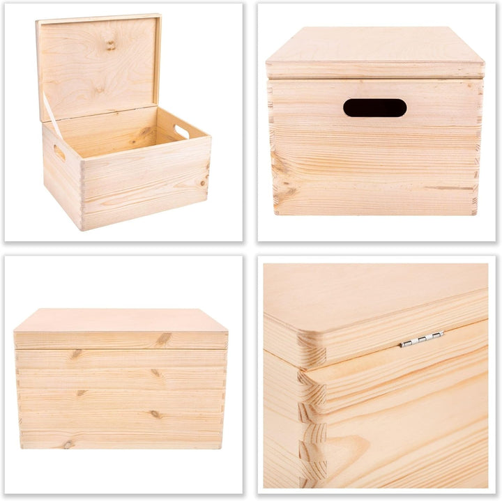 Creative Deco XXL Grosse Holzkiste mit Deckel | 40x30x24 cm (+/-1cm) | Ostern Holztruhe Erinnerungsb