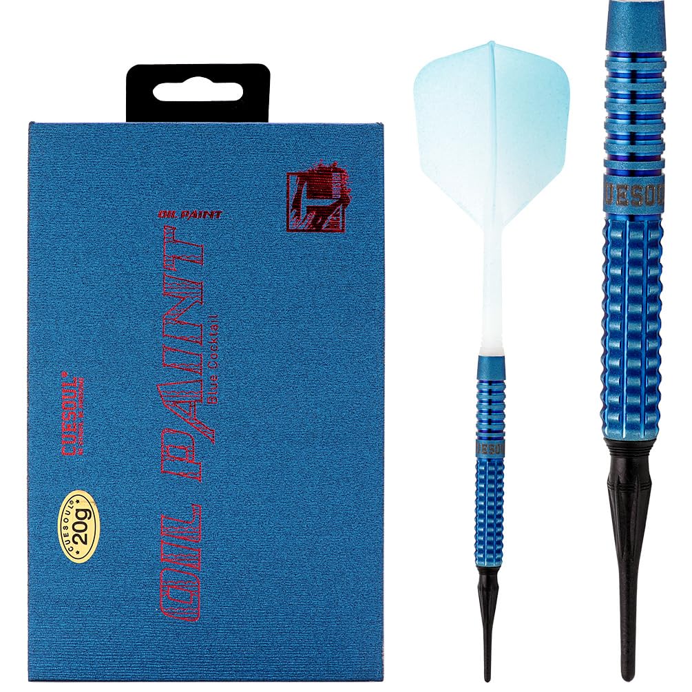 CUESOUL Soft Tip 90% Tungsten Dart Set mit Ölfarbe Finish und ROST Flights 20g blauer cocktail, 20g