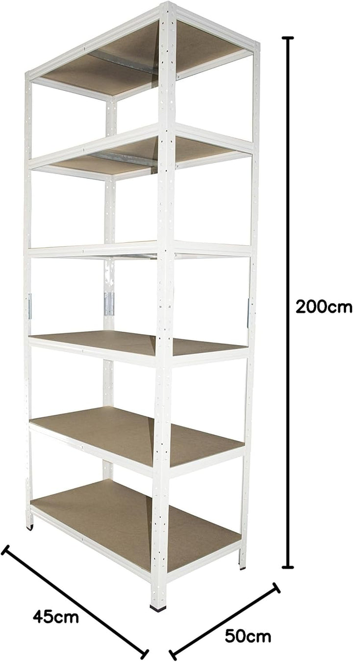 shelfplaza® 200x45x50cm Home Schwerlastregal weiss/Metallregal mit 6 Böden/Kellerregal Metall, Garag