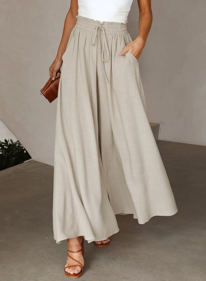 Dokotoo Sommerhose Damen Leicht Palazzo Hose Elegant Sommer High Waist Baggy Freizeithose Baumwolle
