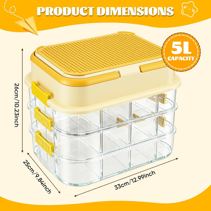 Legosteine Aufbewahrungsboxen,Legosteine Sortierbox,4 Stufen Hohe Kapazität,Mit Trennbarer Partition