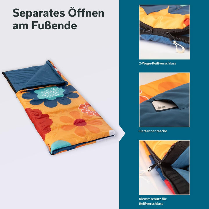 Skandika Deckenschlafsack Sovro | Schlafsack Outdoor für Erwachsene, 3 Jahreszeiten, als Doppelschla