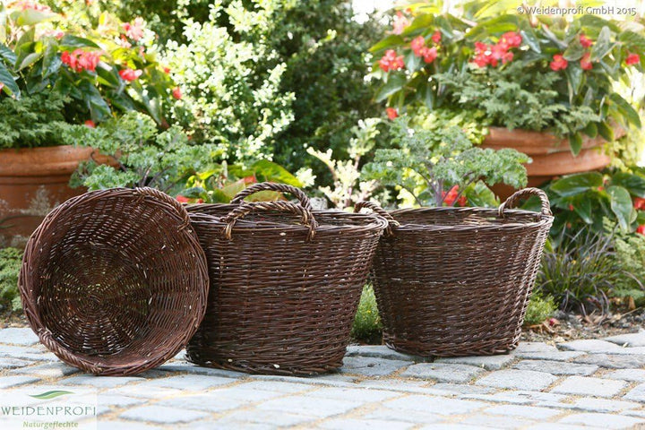 WEIDENPROFI Weidenkorb, Erntekorb aus dunkler Weide, rund mit Henkel, ca. Ø 55 cm x 38 cm hoch