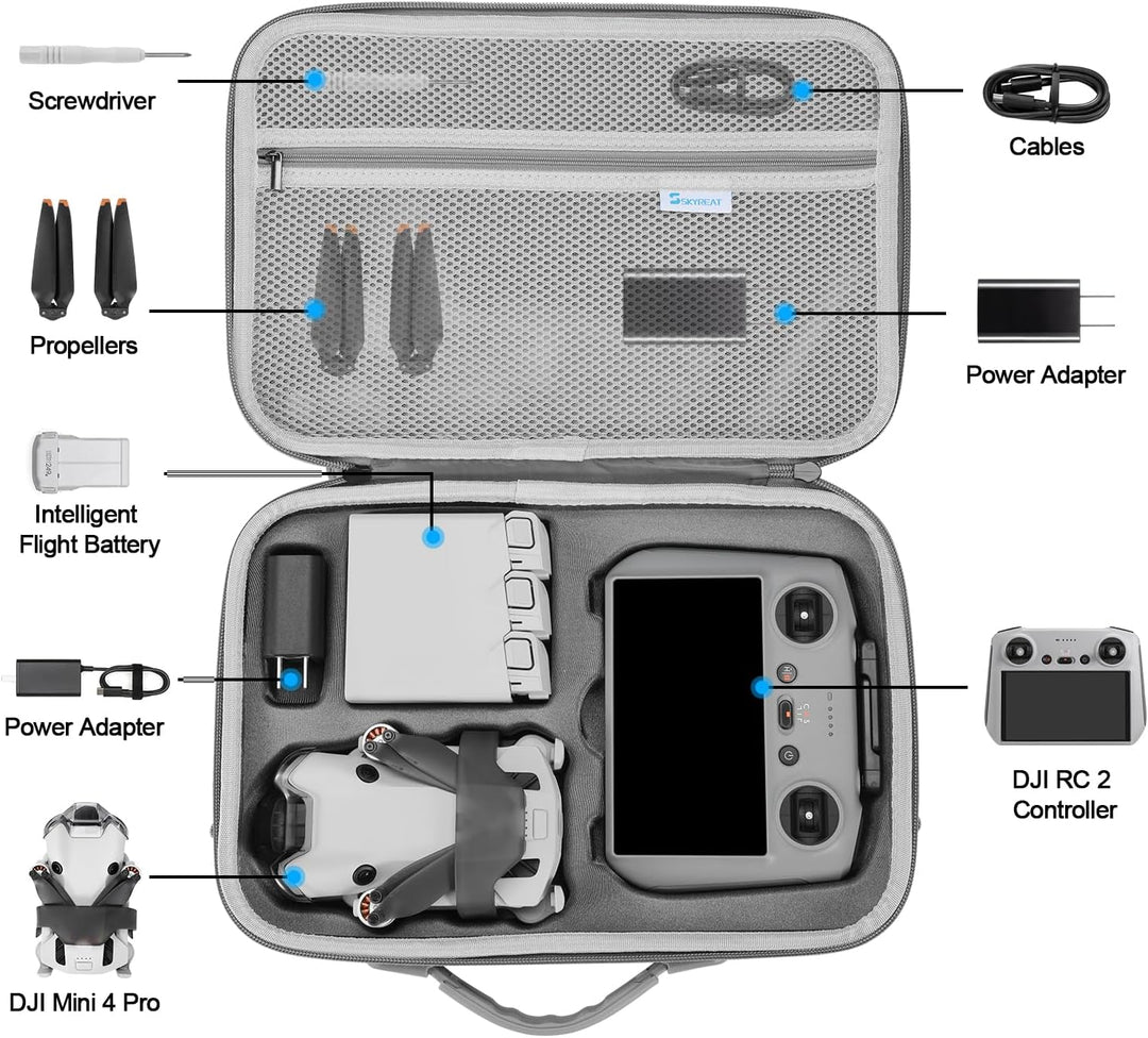 Skyreat Mini 4 Pro Tasche,Tragbarer Reisekoffer, kompakte Aufbewahrungs Tasche mit Tragegurt für DJI