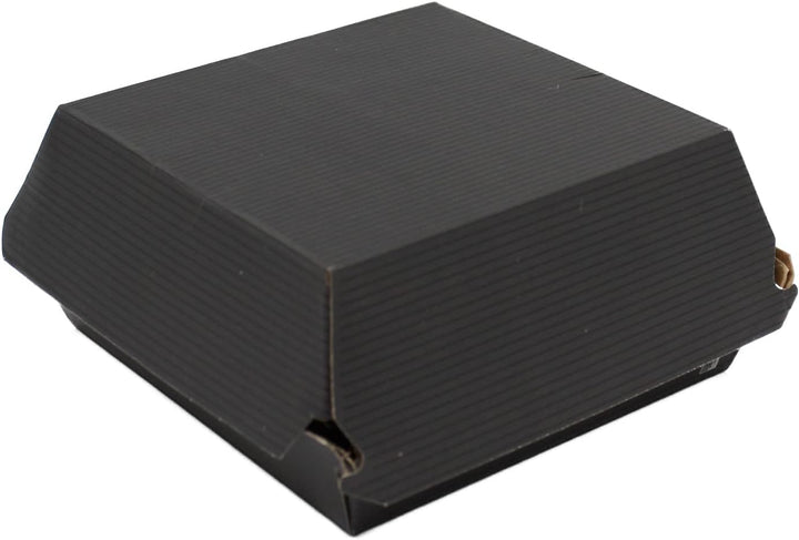 100 Hamburgerboxen Burgerboxen Take-Away Boxen, Schwarz aus Wellpappe, 13x13x7,5cm, EXTRA STABIL