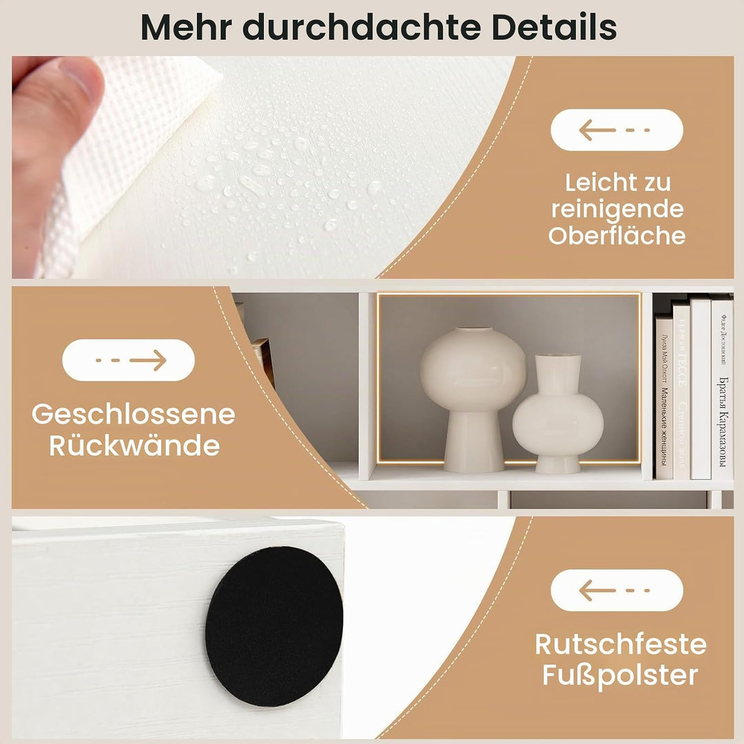 GIANTEX Bücherregal mit 11 Fächern, Standregal mit 2 Anti-Kipp-Kits, Aufbewahrungsregal aus Holz, 74