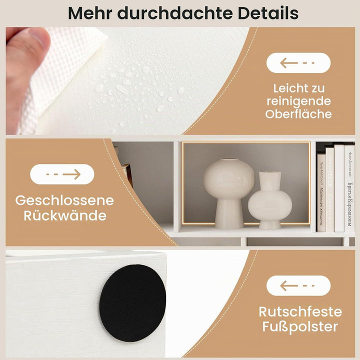 GIANTEX Bücherregal mit 11 Fächern, Standregal mit 2 Anti-Kipp-Kits, Aufbewahrungsregal aus Holz, 74