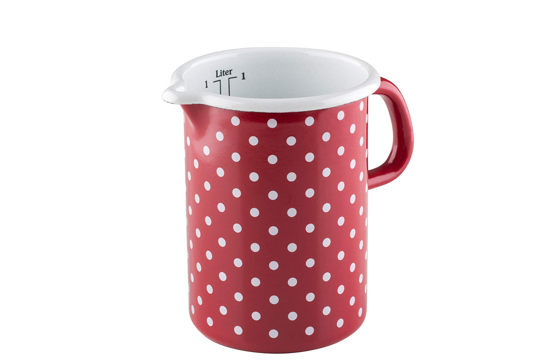 Riess, 0338-077, Küchenmass 10 1,00 L, COUNTRY - PÜNKTCHEN ROT, Durchmessser 10 cm, Höhe 14,8 cm, In