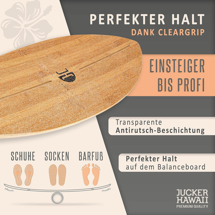 JUCKER HAWAII Balance Board Ocean Rocker | Balanceboard mit Rocker Shape (100% Echtholz) und extra r