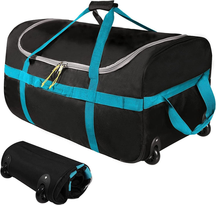 campMax 85L Faltbare Reisetasche mit Rollen, Klappbare Grosse Trolley Sporttasche mit Rollen für Rei