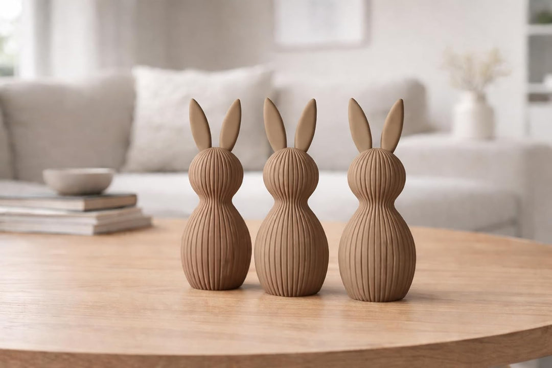 ALBA Hasen Deko 3er Set 12 cm – 3D Druck Deko Figuren im Skandinavischen Stil – Moderne Osterdeko Mi