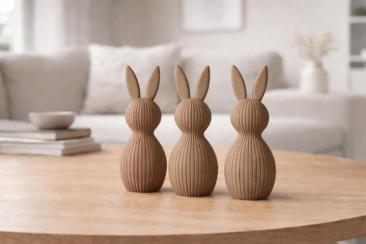 ALBA Hasen Deko 3er Set 12 cm – 3D Druck Deko Figuren im Skandinavischen Stil – Moderne Osterdeko Mi
