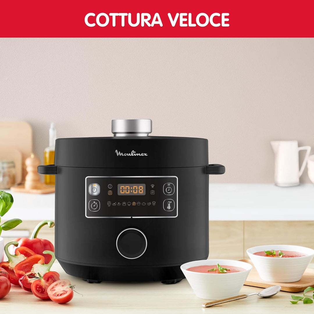 Moulinex Epic Turbo Cuisine CE7548 Elektrischer Schnellkochtopf, 1090 W, 10 Automatikprogramme, Damp