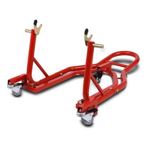 ConStands Mover II Racing - Motorrad Montageständer für Aprilia RS 125 Rot Hinten Rangierhilfe Hinte