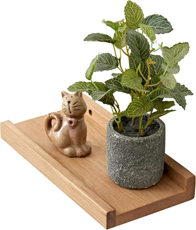 OAKERLAND Schweberegal Eiche Massiv Bilderleiste Holz 30cm Klein Wandregal für Küche, Wohnzimmer, Sc