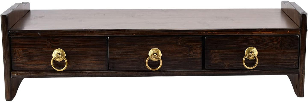 Computer-Riser, nicht absorbierender Bambus-Monitorständer mit 3 Schubladen für das Büro zum Studier