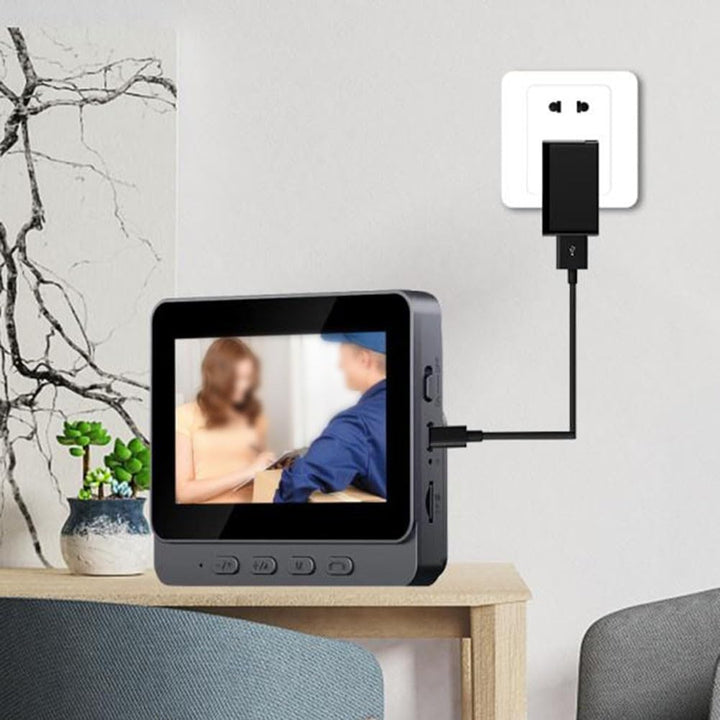 WiFi Free Video Doorbell with 4 3 Screen, Two Way Intercom, TF Card Support, Wireless Video Doorbell