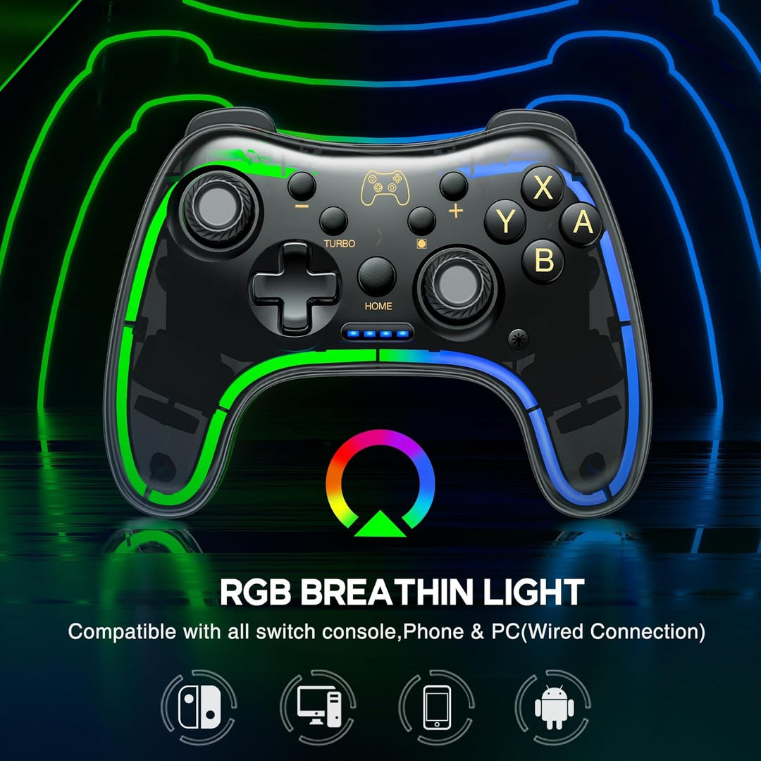 HELLCOOL Switch 2 Controller mit Cooles RGB Licht Look/Aufwecken/Turbo Funktion/Präzise Joystick/Dua