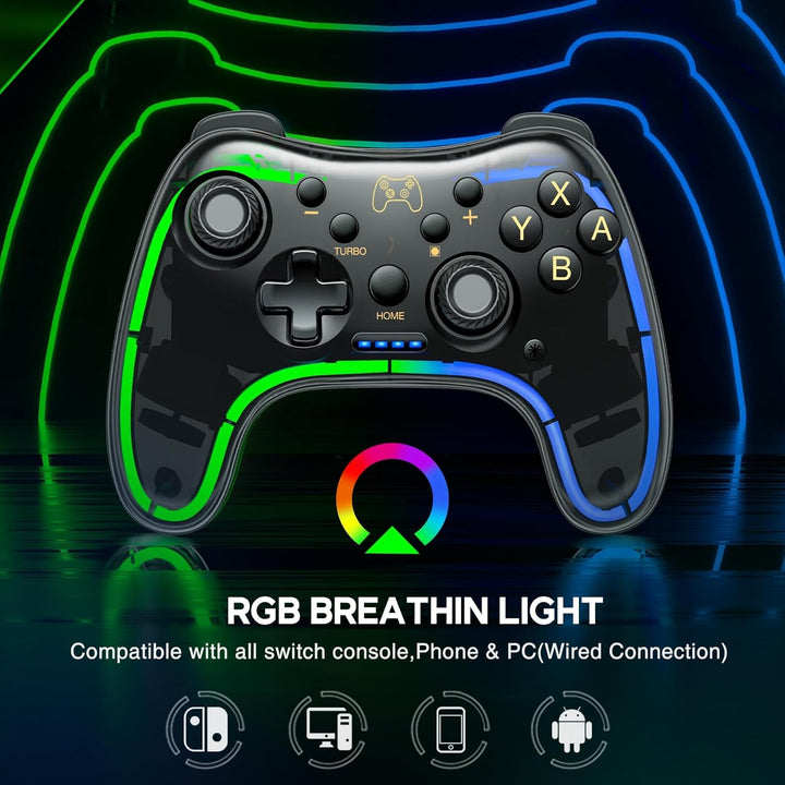 HELLCOOL Switch 2 Controller mit Cooles RGB Licht Look/Aufwecken/Turbo Funktion/Präzise Joystick/Dua