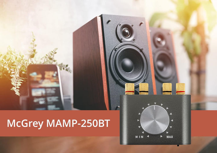 McGrey MAMP-250BT Mini-HiFi-Verstärker 100 Watt - Ultrakompakter Stereo-Verstärker - 2X 50 Watt - Bl