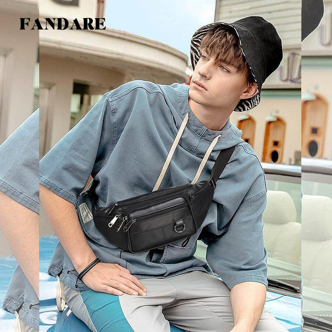 FANDARE Bauchtasche Brusttasche Gürteltasche Hüfttasche Sport Leder Sling Bag Damen Umhängetaschen H