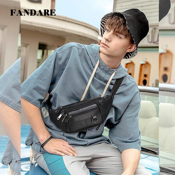 FANDARE Bauchtasche Brusttasche Gürteltasche Hüfttasche Sport Leder Sling Bag Damen Umhängetaschen H
