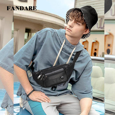 FANDARE Bauchtasche Brusttasche Gürteltasche Hüfttasche Sport Leder Sling Bag Damen Umhängetaschen H