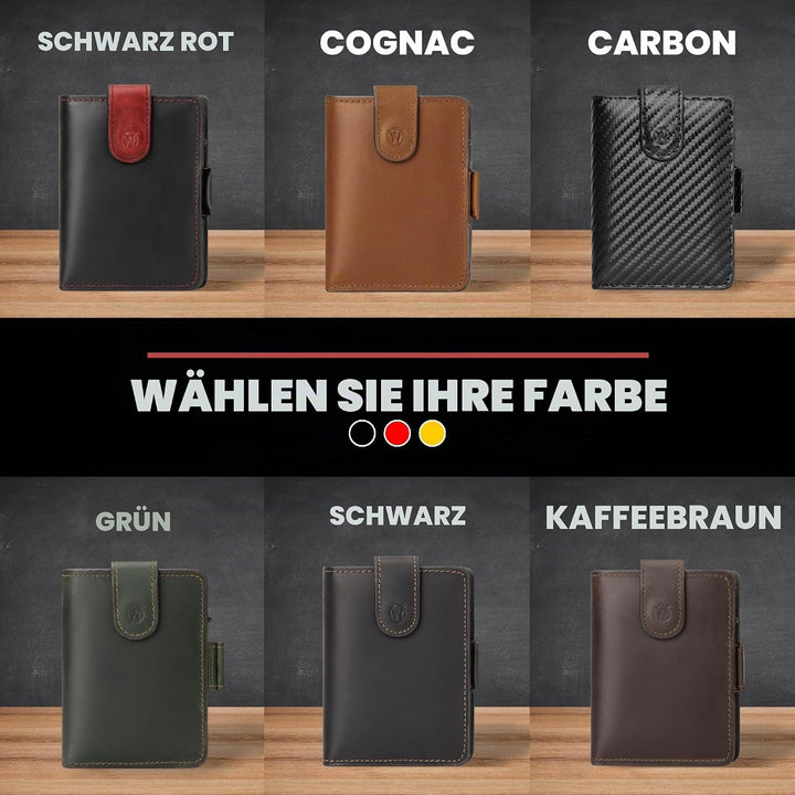 WillFire® MagFlap | Geldbörse Herren | Extra Schlüsselanhänger | Leder Kartenetui für 10-12 Karten |