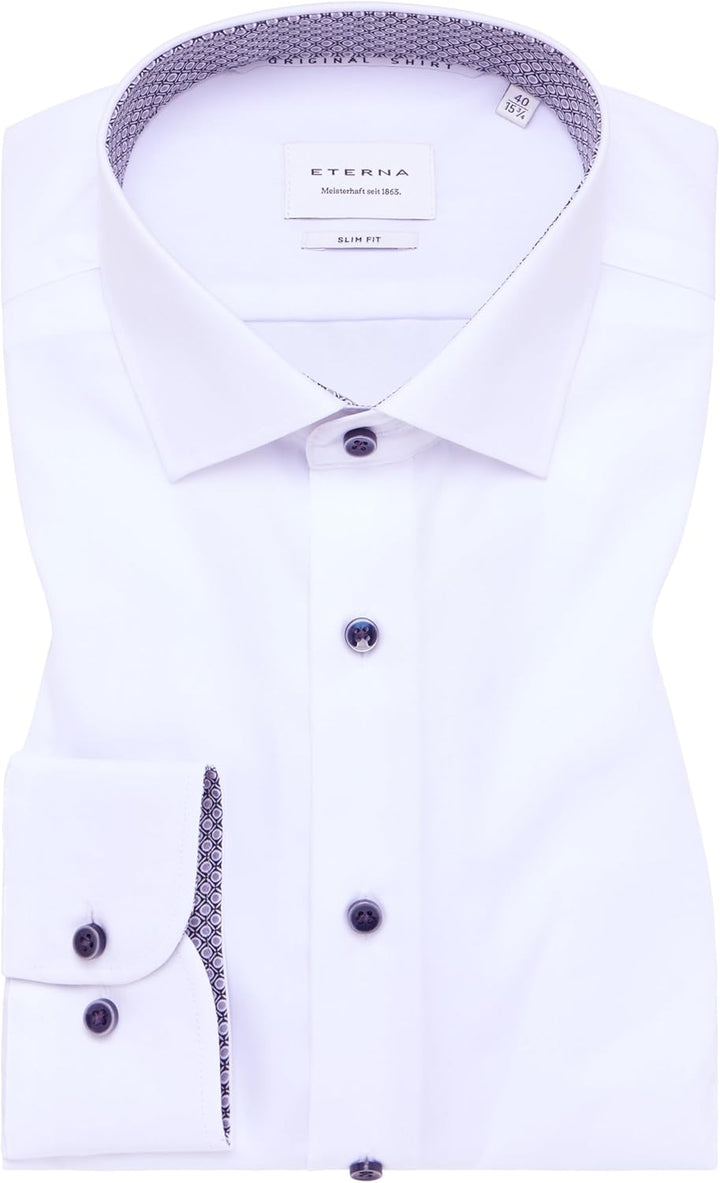 ETERNA Herren Original Shirt Slim FIT 39 Kragen / 67 Ärmel Weiss, 39 Kragen / 67 Ärmel Weiß