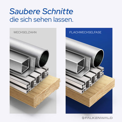 FALKENWALD ® Akku Sägeblatt 85x15 mm - Ideal für Holz, Metall & Alu - Kompatibel mit Bosch GKS 12v-2