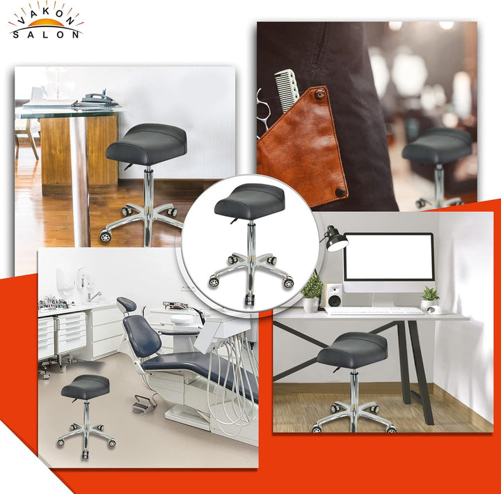 VAKON SALON - Breitsitz Arbeitshocker auf Rollen, höhenverstellbar von 55-75 cm - Drehhocker, Rollho