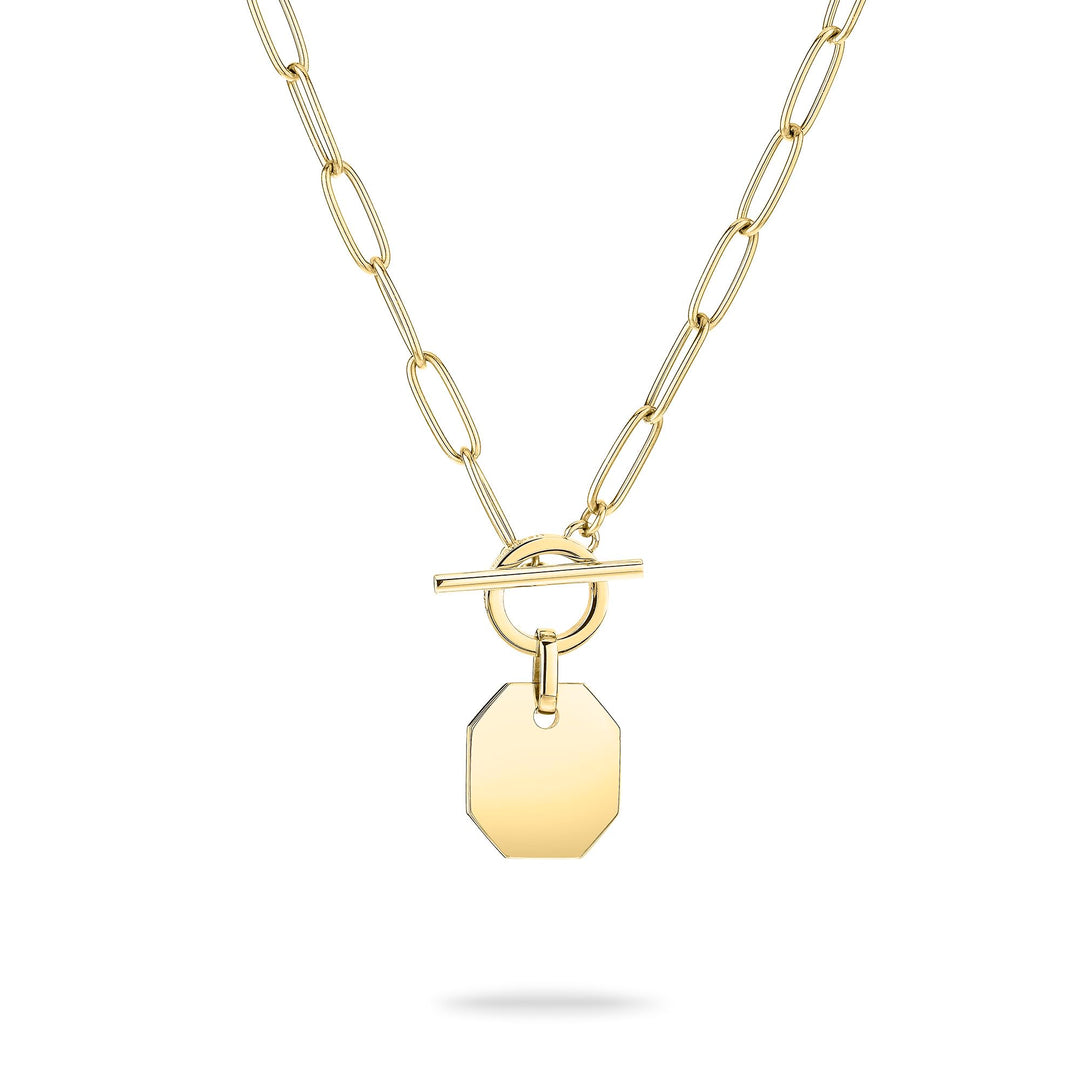 Liebeskind Berlin Halskette 45 cm aus Edelstahl mit T-Bar-Verschluss, Gold