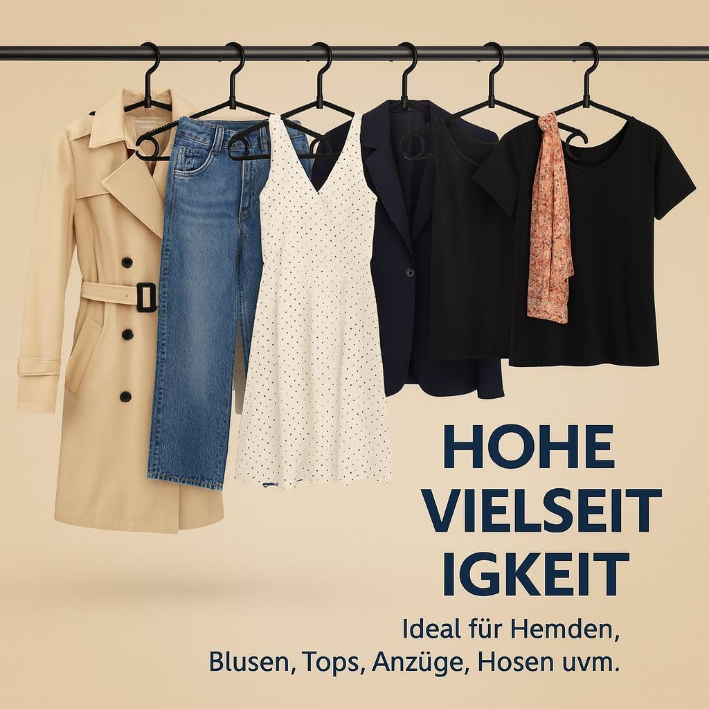 Siluk_ Kleiderbügel Wäschebügel Kunststoff drehbar Wäschebügel aus Kunststoff - Made in UE (25, Schw