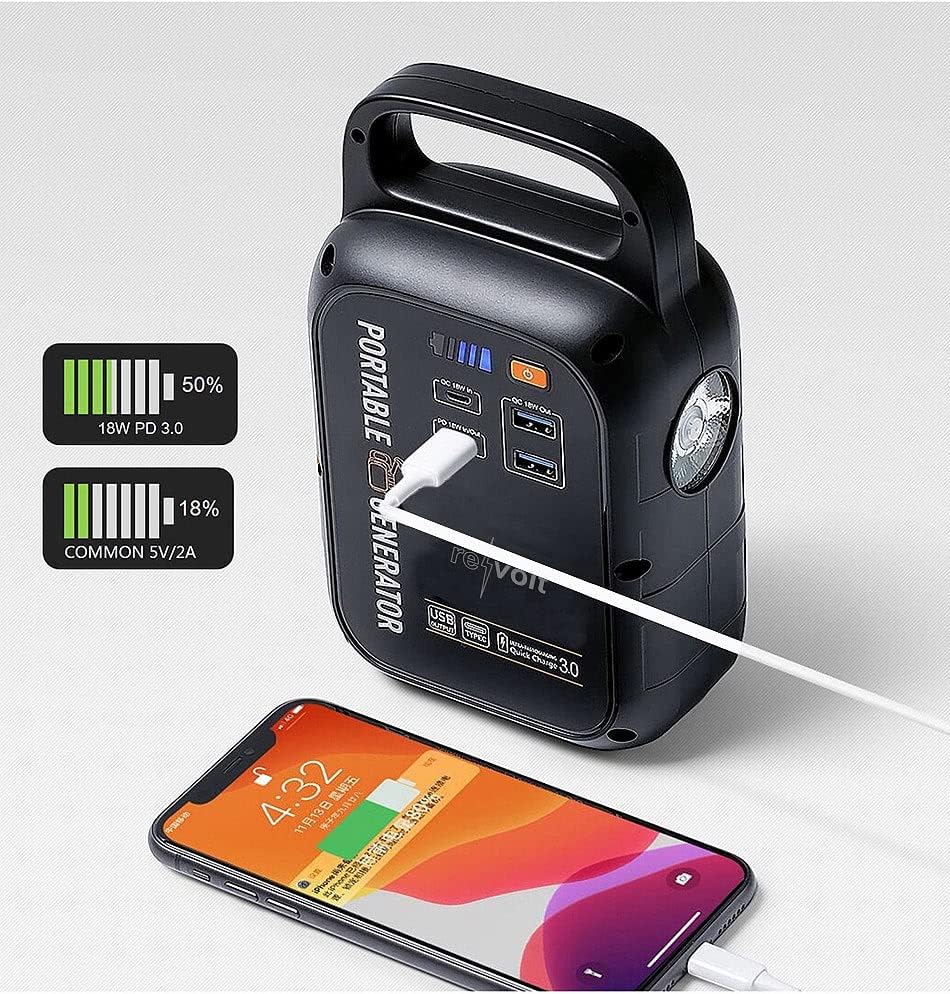 revolt Dynamo Powerbank: Kurbel-Dynamo-Powerstation mit 22,5 Ah, USB-C Power Delivery, 18 Watt (Kurb