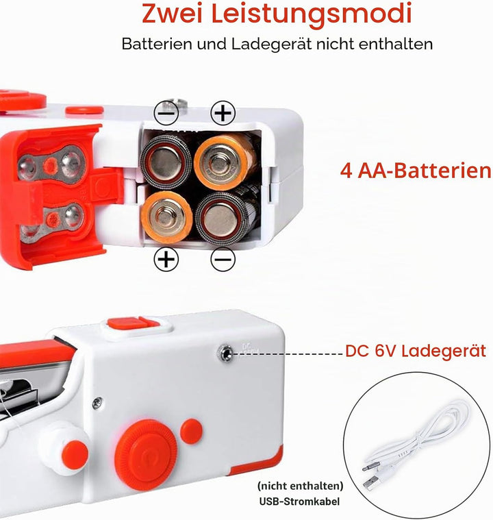 Handnähmaschine, SINZONeu® Mini Elektrische Nähmaschine Tragbar mit Dualem Strom, USB/Batteriebetrie