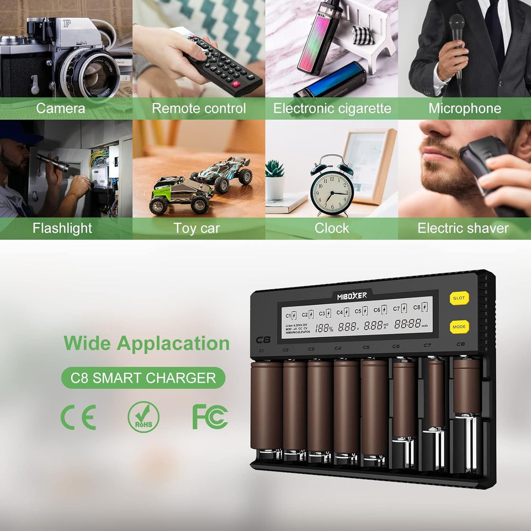 Universal akku Ladegerät, AUKSKY 18650 Baterieaufladegerät mit LCD-Display für Akkus NI-MH, NI-Cd, A
