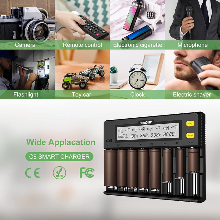 Universal akku Ladegerät, AUKSKY 18650 Baterieaufladegerät mit LCD-Display für Akkus NI-MH, NI-Cd, A