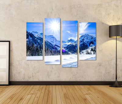 Bild Bilder auf Leinwand Berge im Dorf Pertisau in Österreich im Winter Wandbild, Poster, Leinwandbi