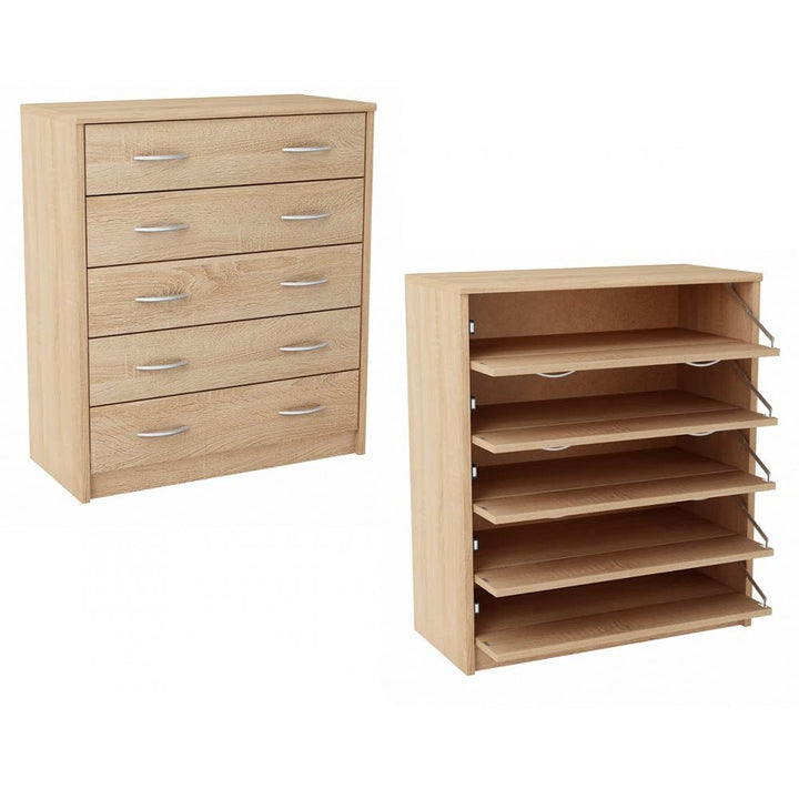 MATKAM Schuhschrank 5S in moderner Optik, B 74 x H 85 x T 35 cm, laminierte Möbelplatte 16 mm, mit R