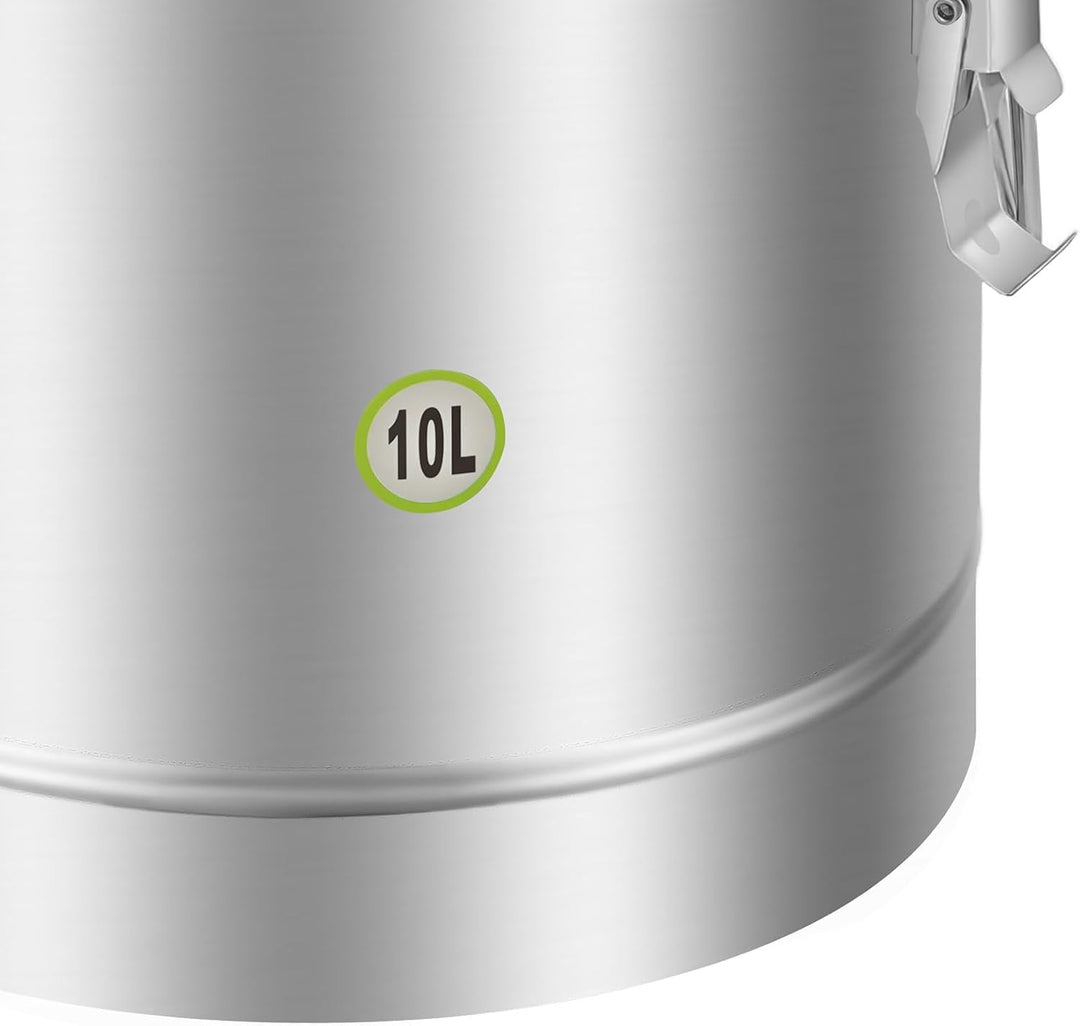 10L Thermobehälter Edelstahl, 12h isoliert mit Deckel &amp; Griffen | 304 Edelstahl, PU-Schaum Isolierun