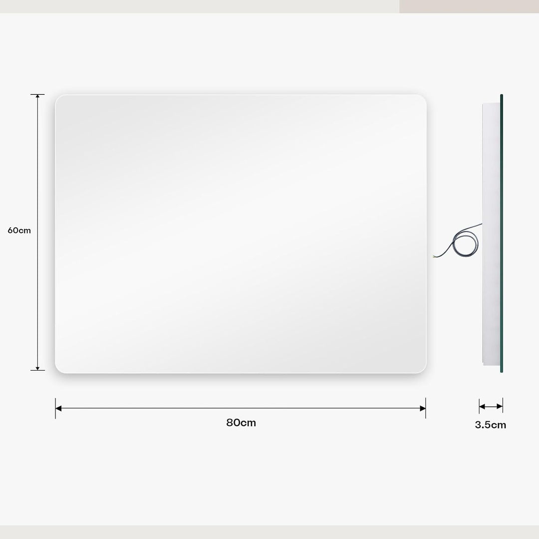Dripex Badezimmerspiegel Led Badspiegel, Rechteckig, Touch-Schalter, Dimmbar, 3 Lichtfarbe Einstellb