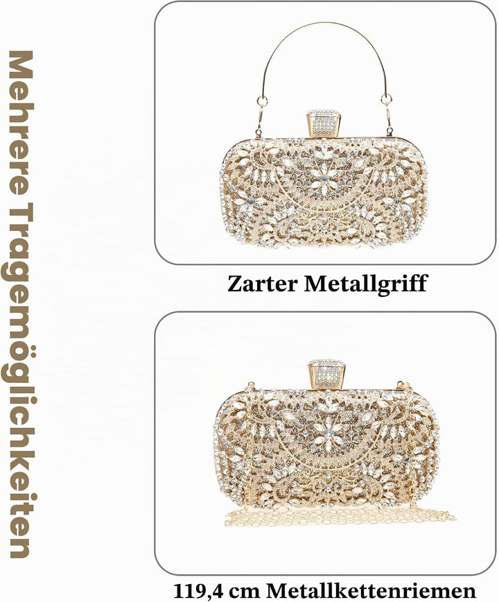 COAIMANEY Damen Glitzernde Clutch, Abendtasche Unterarmtasche Umhängetasche mit Strass-Pailletten un