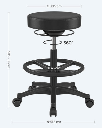 SONGMICS Arbeitshocker, hoher Sitz, ergonomischer Dynastischer Hocker, Stehstuhl, drehbar und verste