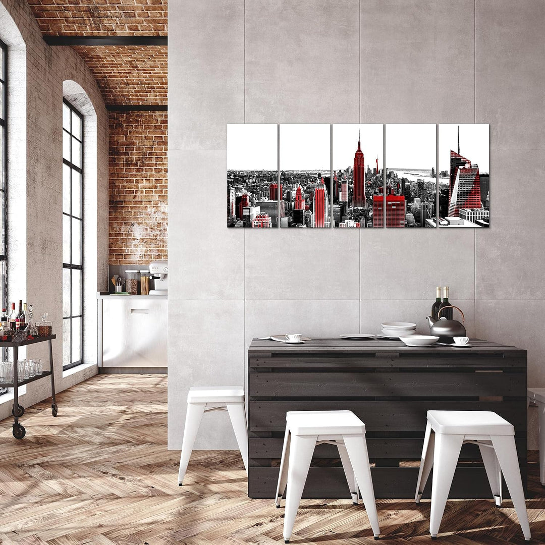 Runa Art Bild New York city Wandbilder auf Vlies Leinwand 5 Teilig Wanddekoration Wohnzimmer Büro 00